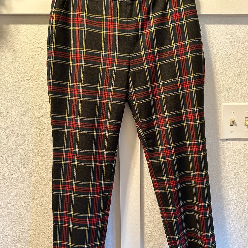J.Crew Tartan Plaid Straight Leg Holiday Trousers